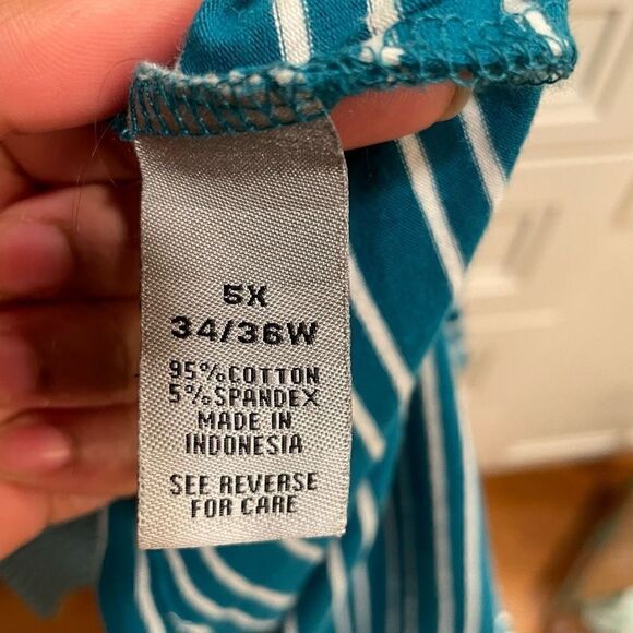 Catherines Cardigan Women’s 5X Suprema Collection Open Front Turquoise Striped - Picture 5 of 8